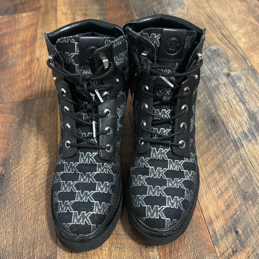 Michael Kors Black and Gray Combat Boots